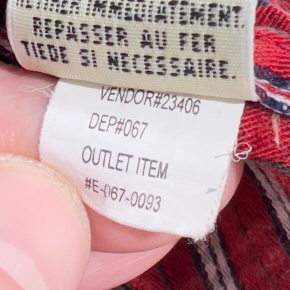 Eddie Bauer Outlet Button Down Shirt Men's Large Flannel Red Check 100% Cotton - Picture 10 of 12